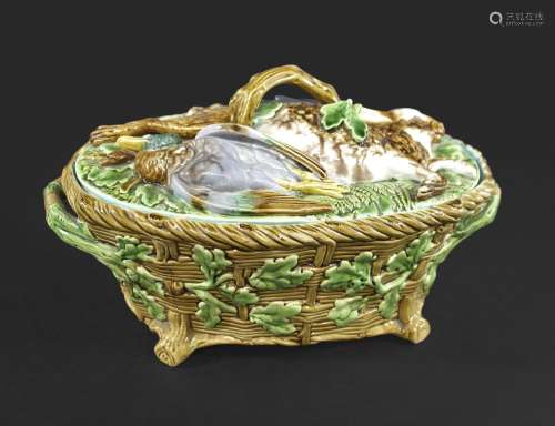 MINTON MAJOLICA GAME PIE TUREEN the lid modelled with dead g...