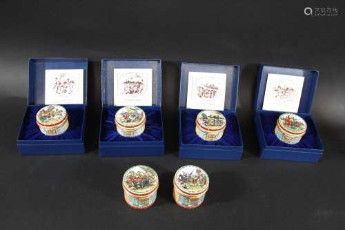 HALCYON DAYS ENAMEL BOXES - MILITARY DRUMS 4 boxes in the fo...