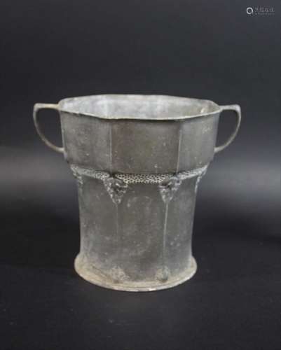 ART NOUVEAU PEWTER BUCKET probably continental, a two handle...