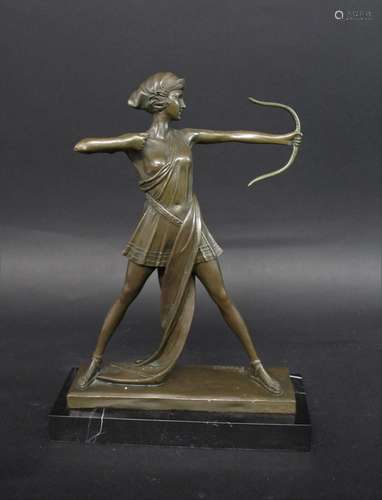 AFTER PIERRE LE FAGUAYS (1892-1938) - BRONZE FIGURE OF DIANA...