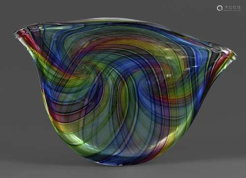 BOB CROOKS - LARGE CONTEMPORARY GLASS VASE 'SPECTRUM' a larg...