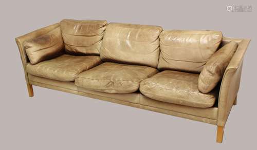 BORGE MOGENSEN DANISH LEATHER SOFA a large three seater sofa...