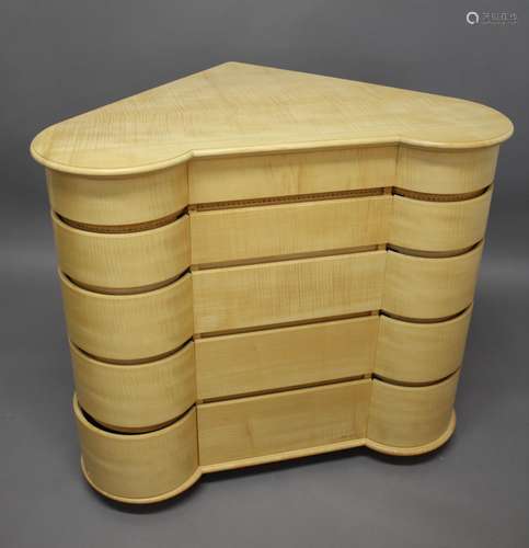 SEAN FEENEY - CONTEMPORARY SYCAMORE CHEST OF DRAWERS, MATCHI...