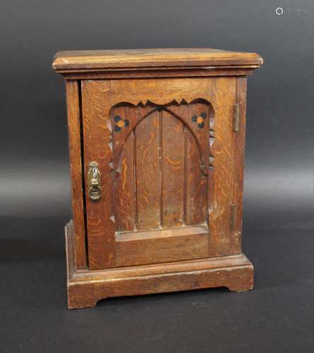 ARTS & CRAFTS OAK TABLE CABINET probably a smokers cabinet, ...