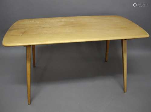 ERCOL DINING TABLE & TABLE EXTENSION a light elm dining tabl...