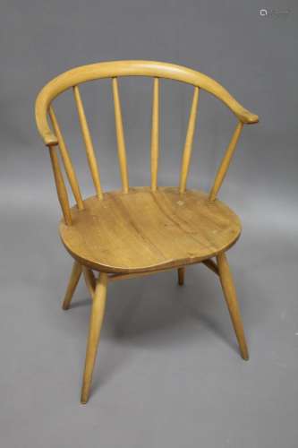 ERCOL CHAIRS including a light elm and beech cow horn stick ...