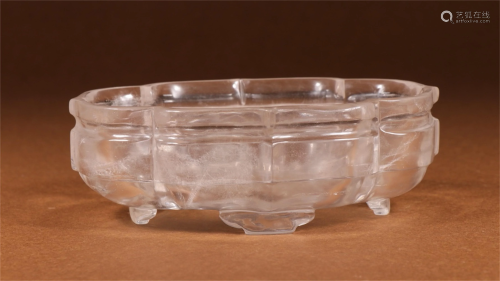 A Chinese Carved Rock Crystal Brush Washer