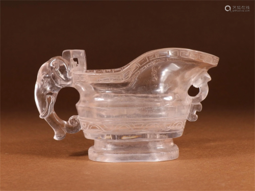 A Chinese Carved Rock Crystal Wine Cup