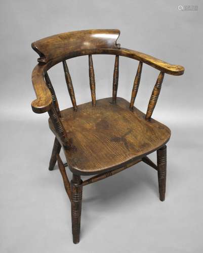 EDWARD VII - ESTATE CHAIR an unsual elm seated captains chai...