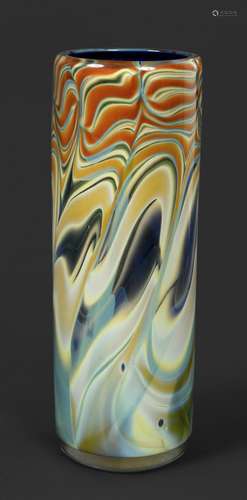 PETER LAYTON - CONTEMPORARY GLASS VASE a large cylindrical v...