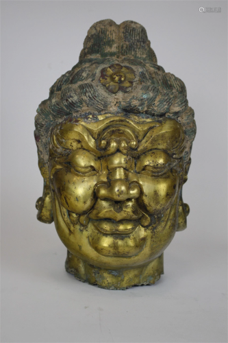 A Chinese Gilt Bronze Buddha Top