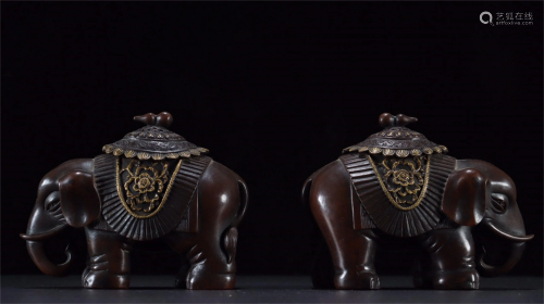 A Pair of Chinese Bronze Incense Burners