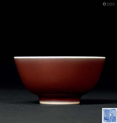 清乾隆 霁红釉茶圆