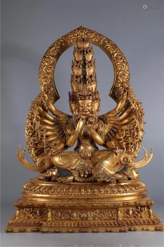 A GILT BRONZE BODHISATTVA BUDDHA STATUE