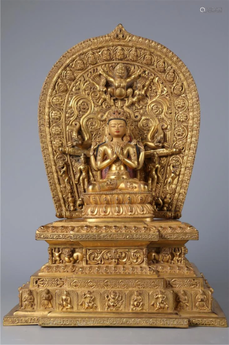 A GILT BRONZE BODHISATTVA BUDDHA STATUE