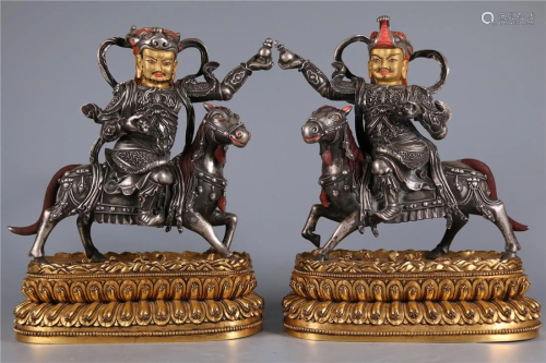 A SET OF GILT SILVER WEALTHY BUDDHA STATUES
