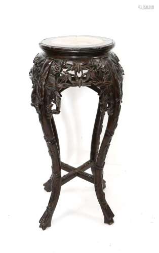 20th century Chinese hardwood and marble topped vase stand c...