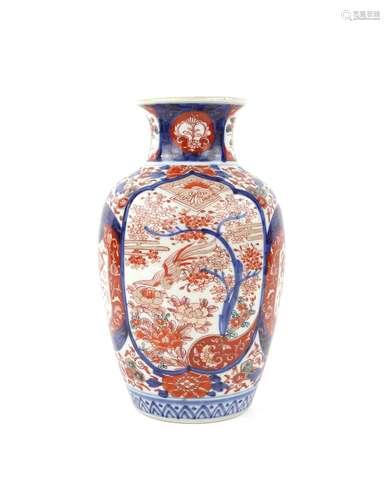 Japanese Imari vase decorated with birds, trees and stylised...