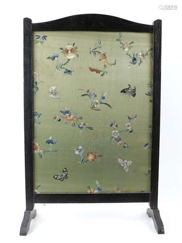 Chinese silk embroidery of flowers and butterflies, framed i...