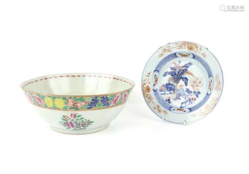 Chinese famille rose bowl decorated with flowers and foliage...