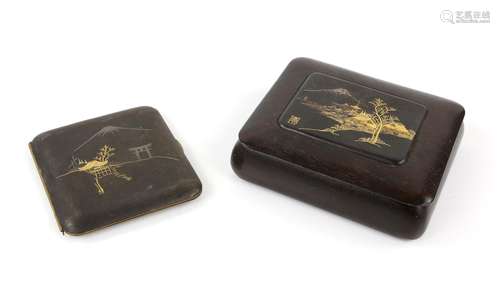 Early 20th century Japanese rosewood cigarette box, the cove...