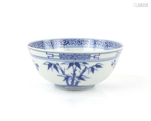 Chinese blue and white bowl , 20th century, painted with the...