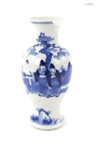 Chinese blue and white vase, 19th century, with two gentleme...