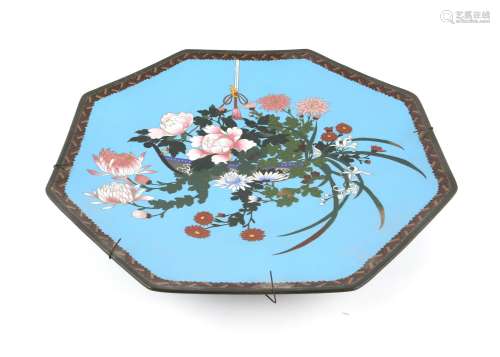 20th century Chinese cloisonne octagonal dish decorated with...