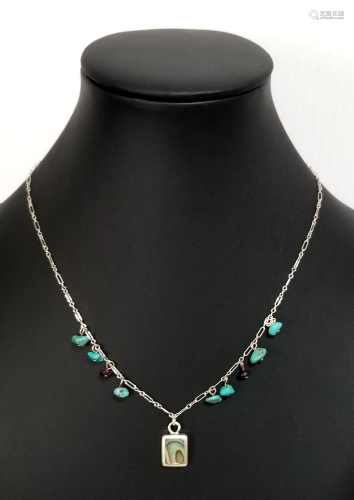 Beautiful 925 Green Turquoise Pendant Necklace