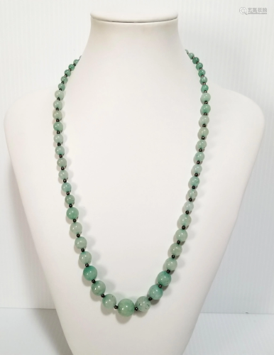 Beautiful Silver Green Jade Beads Necklace