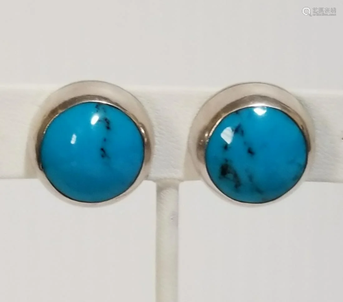 Nice 925 Sterling Blue Turquoise Earrings
