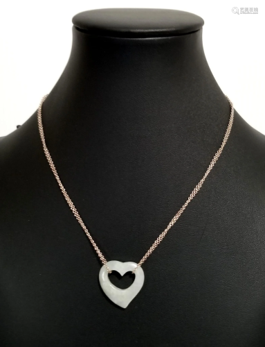 Nice 925 Sterling Jade Heart Necklace