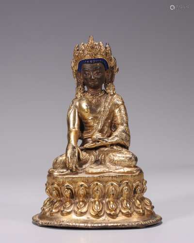銅鎏金藥師佛造像