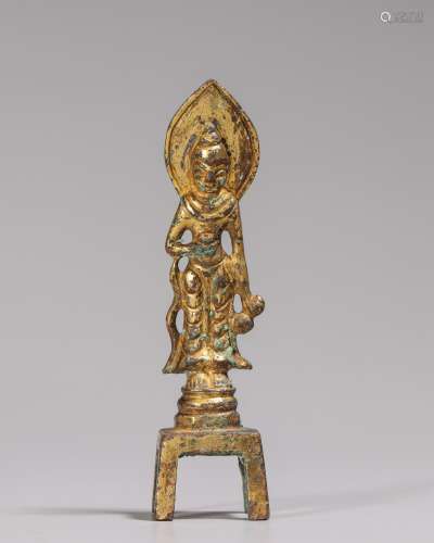 銅鎏金板凳佛像