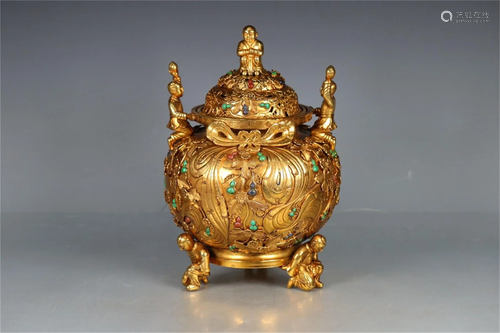 A Gilt Bronze Incense Burner