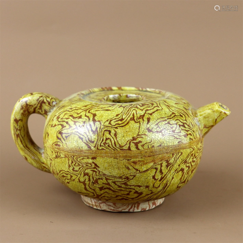 A Yellow Glazed Porcelain Pot