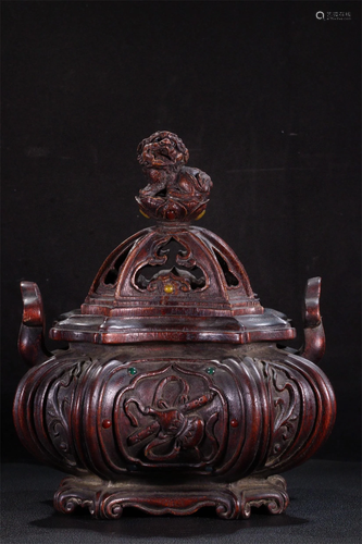 A Carved Agarwood Incense Burner