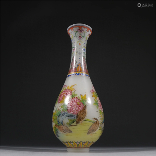 A Peking Glass Flower Patterned Vase