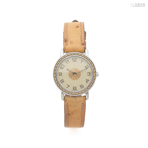 HERMES SELLIER PM Petite montre bracelet en acier sur