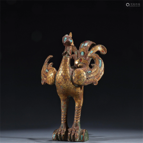 A Gilt Bronze Phoenix Shaped Ornament