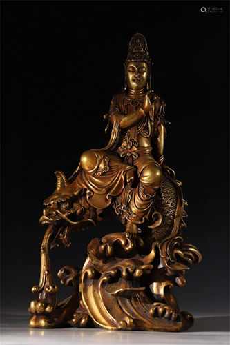 A Gilt Bronze Figure of Guanyin