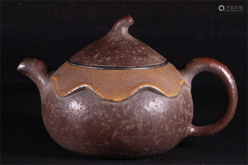 A Yixing Zisha Pumpkin Shaped Teapot