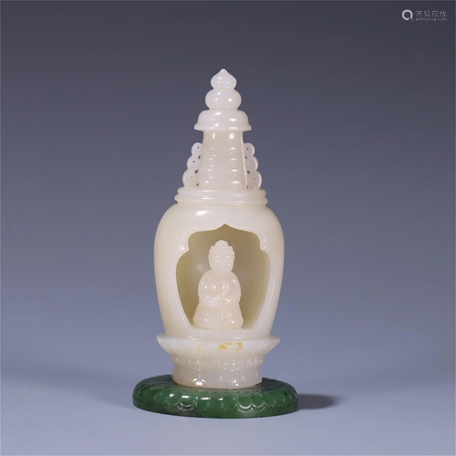 A Chinese Carved Jade Stupa