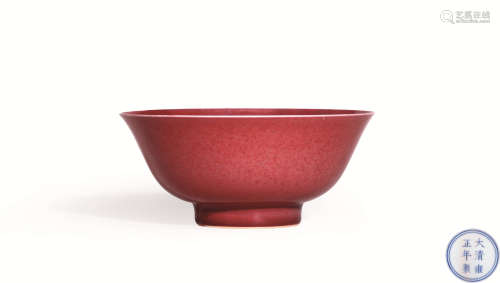 清雍正  霁红釉碗