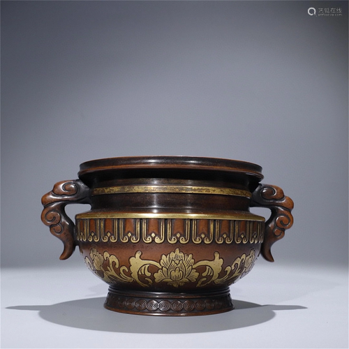 A Gilt Bronze Flower Patterned Incense Burner