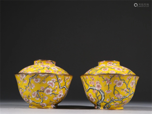 A Pair of Cloisonne Bowls With Lid