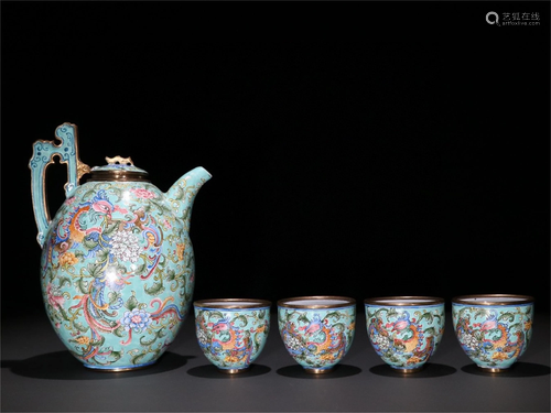 A Chinese Cloisonne Tea Set