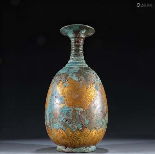 A Chinese Gilt Bronze Vase