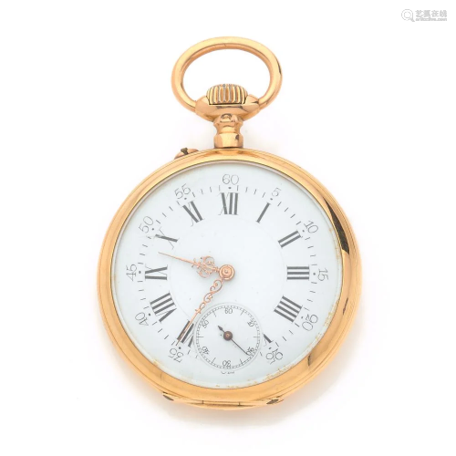 ANONYME VERS 1900 Montre de poche en or jaune 18K.