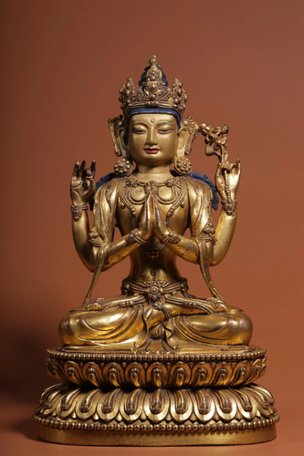 Ming Dynasty Gilt Bronze Four Arms Avalokitesvara